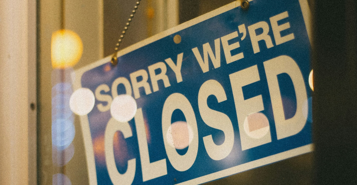 blue and white open signage