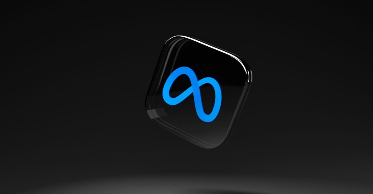 a black square with a blue logo on it