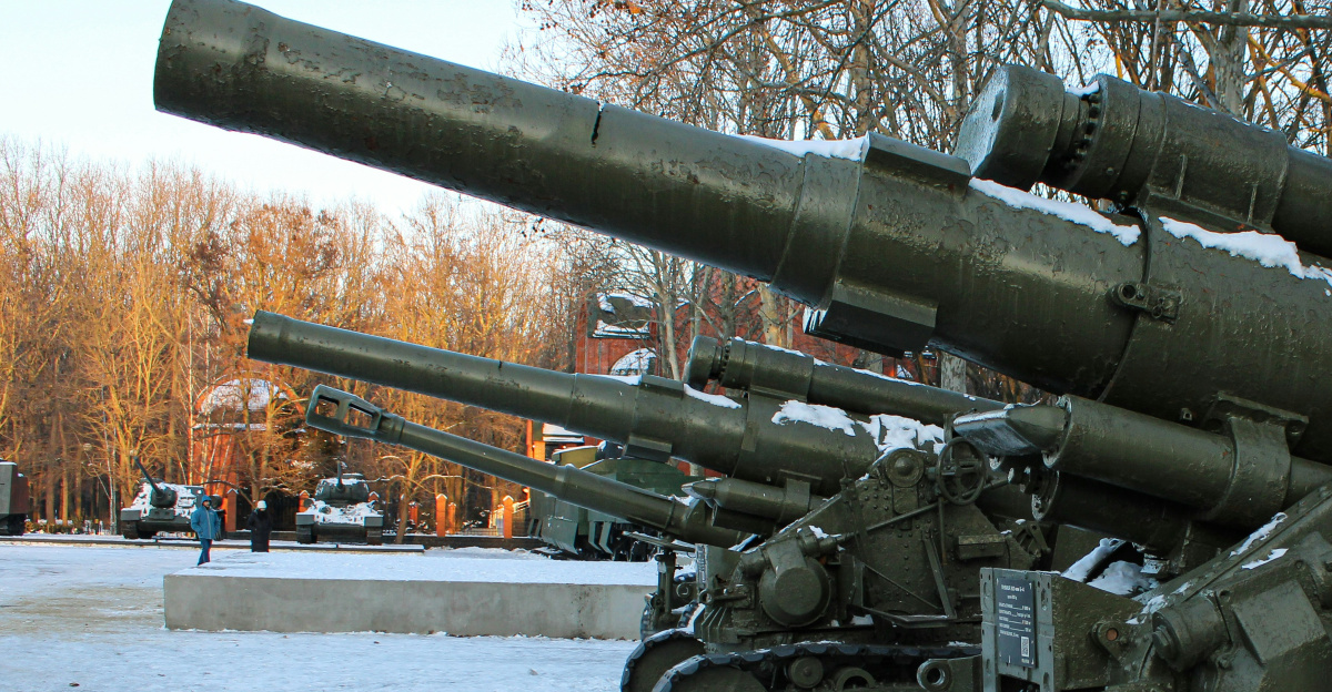 a couple of tanks that are sitting in the snow