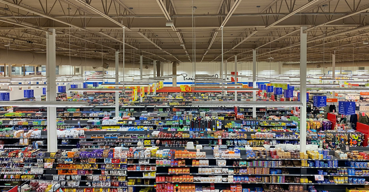 a large grocery store filled with lots of food