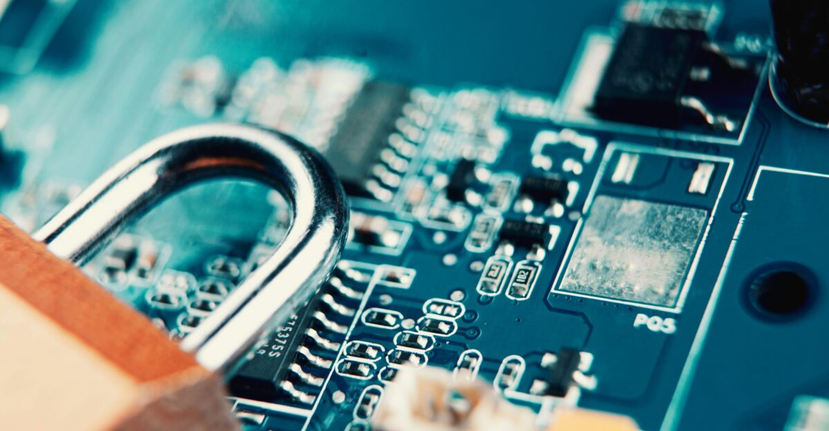a padlock on top of a circuit board