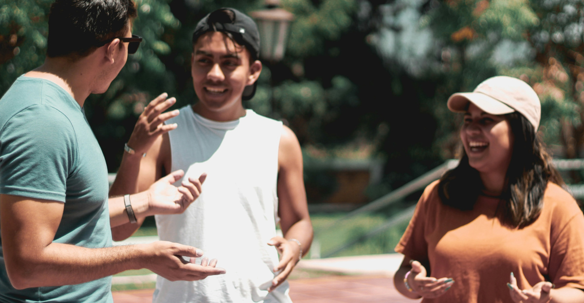 a group of people standing outside