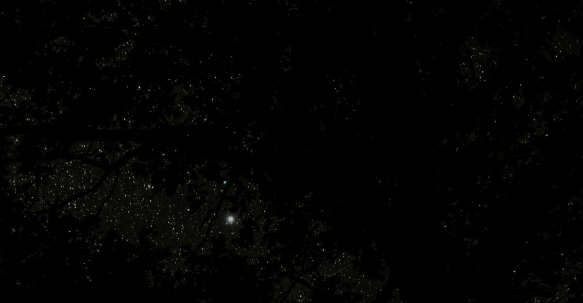 a black and white photo of the night sky