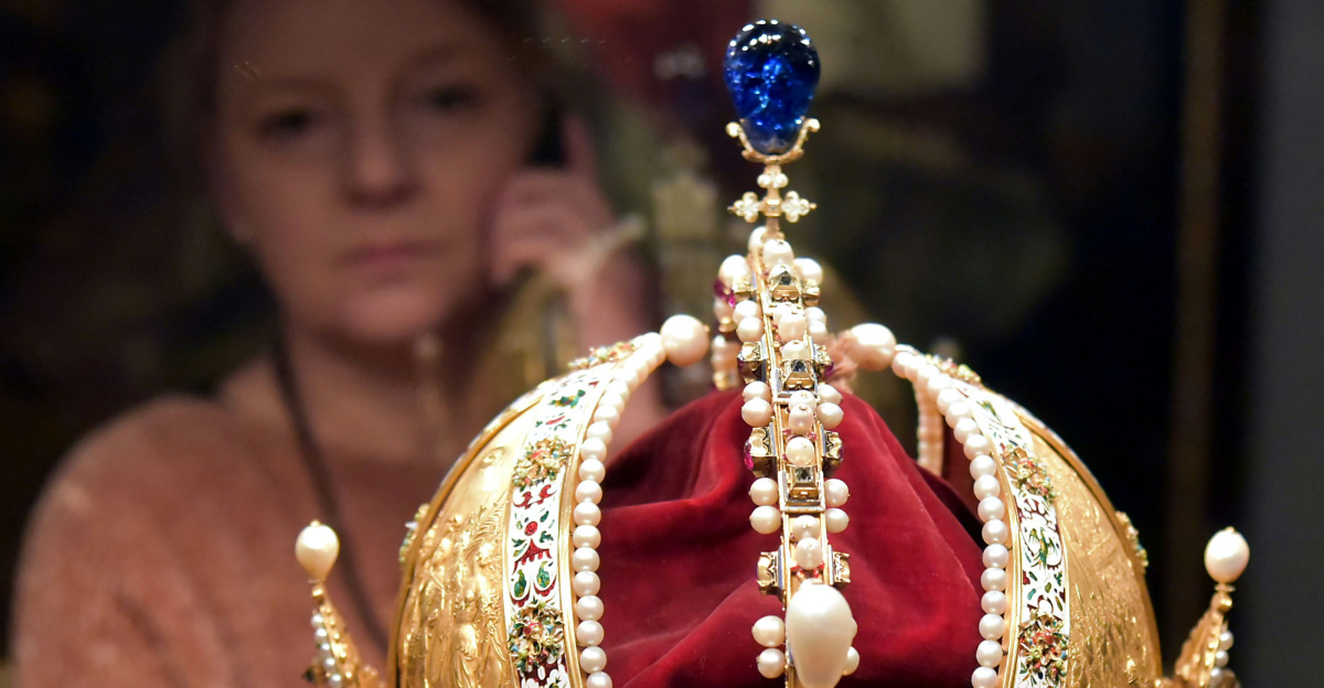 a gold crown sitting on top of a table
