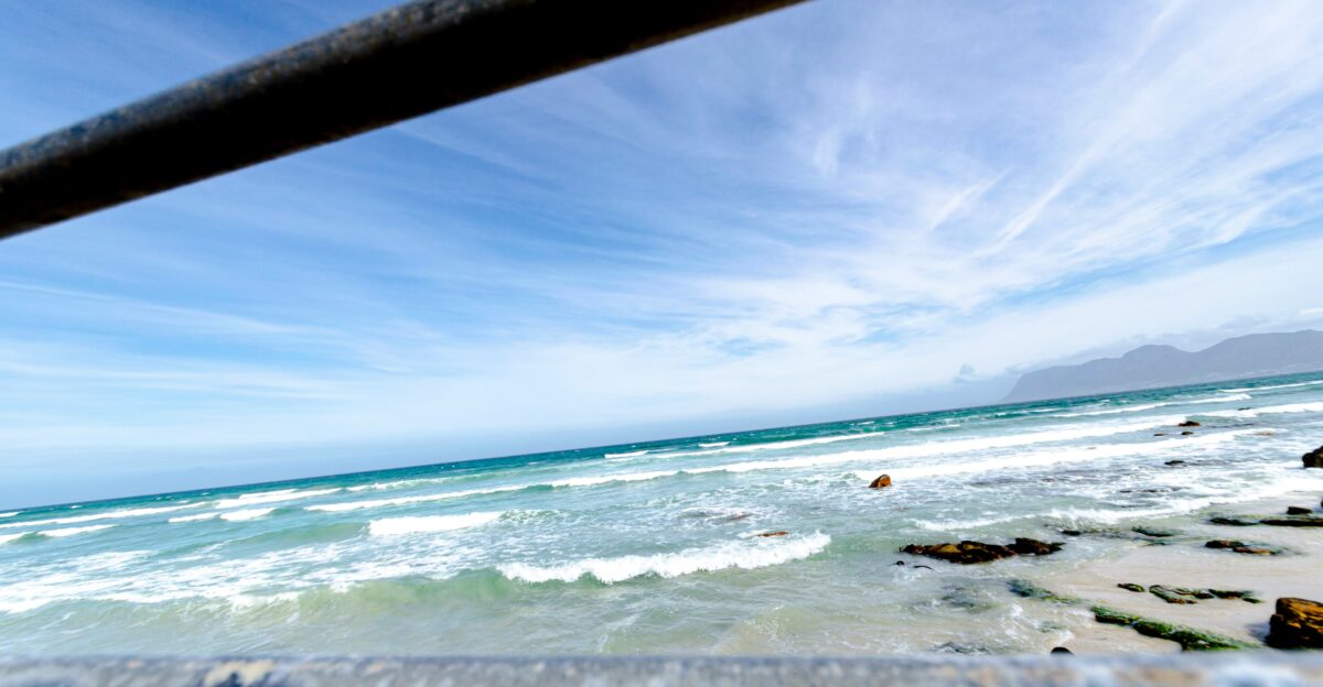 a view of the ocean from a beach