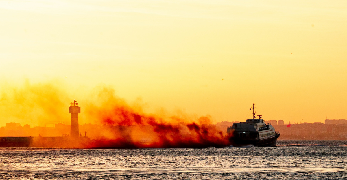 a large boat on a large body of water