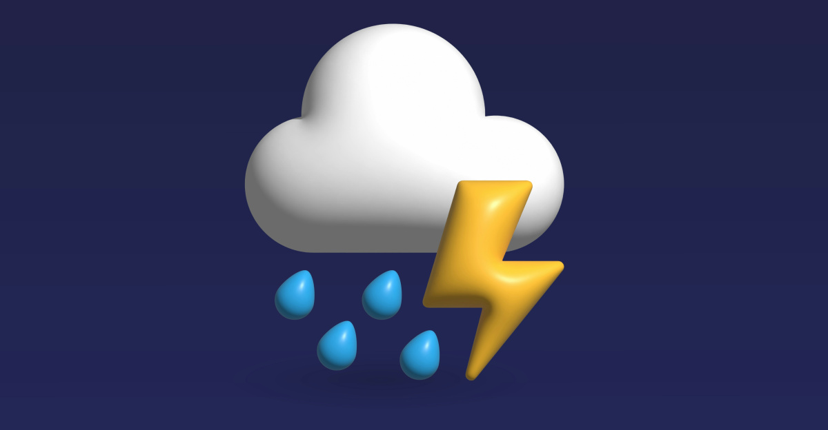 a cloud with a thunder and rain coming out of it