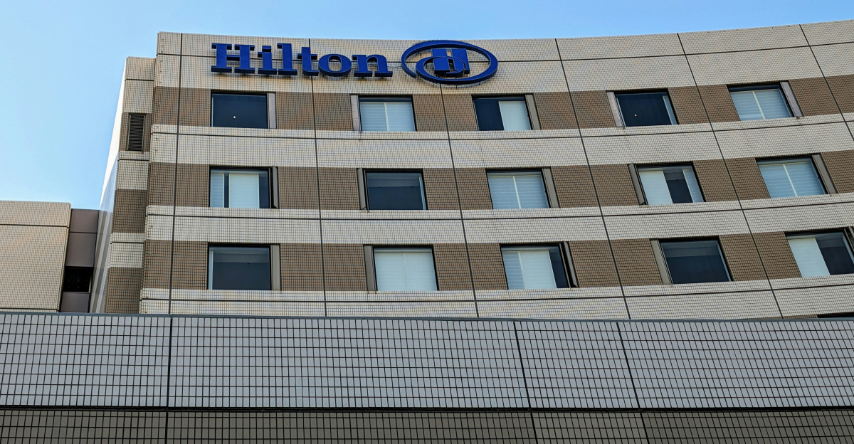 a building with a sign on top of it