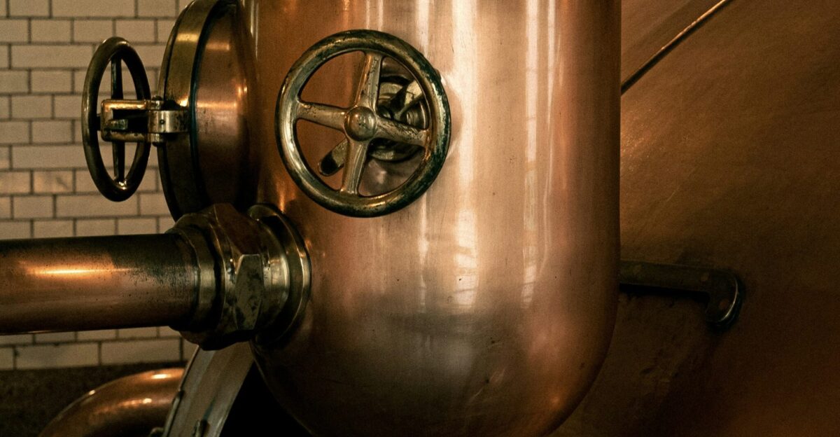 a large metal tank sitting inside of a building