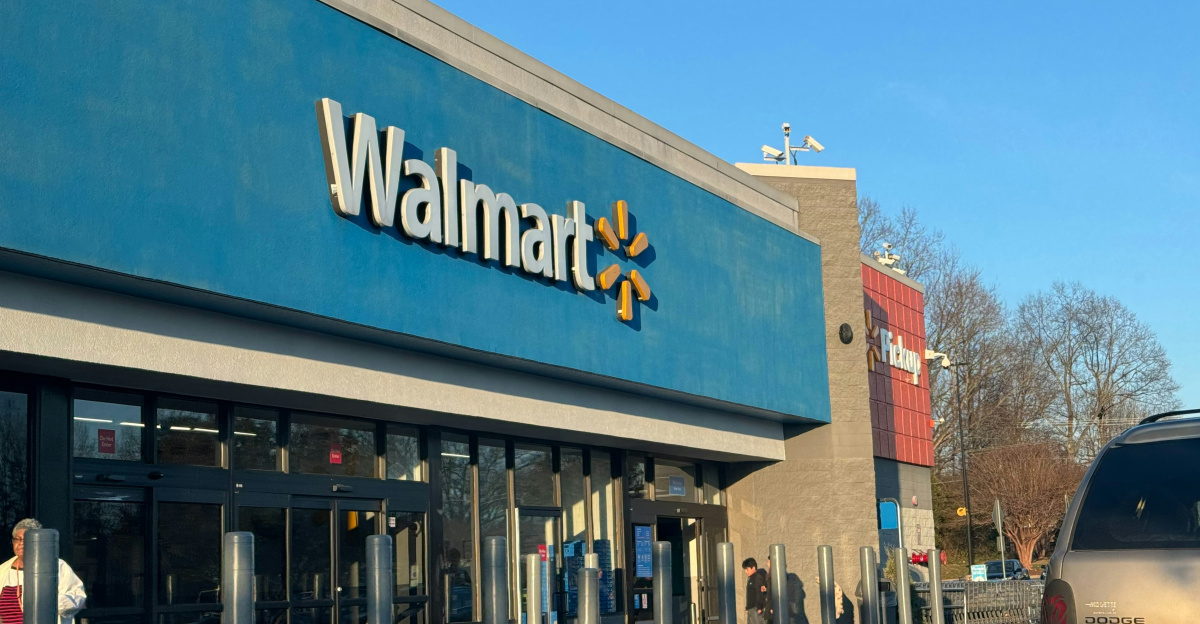 a walmart store with a car parked in front of it