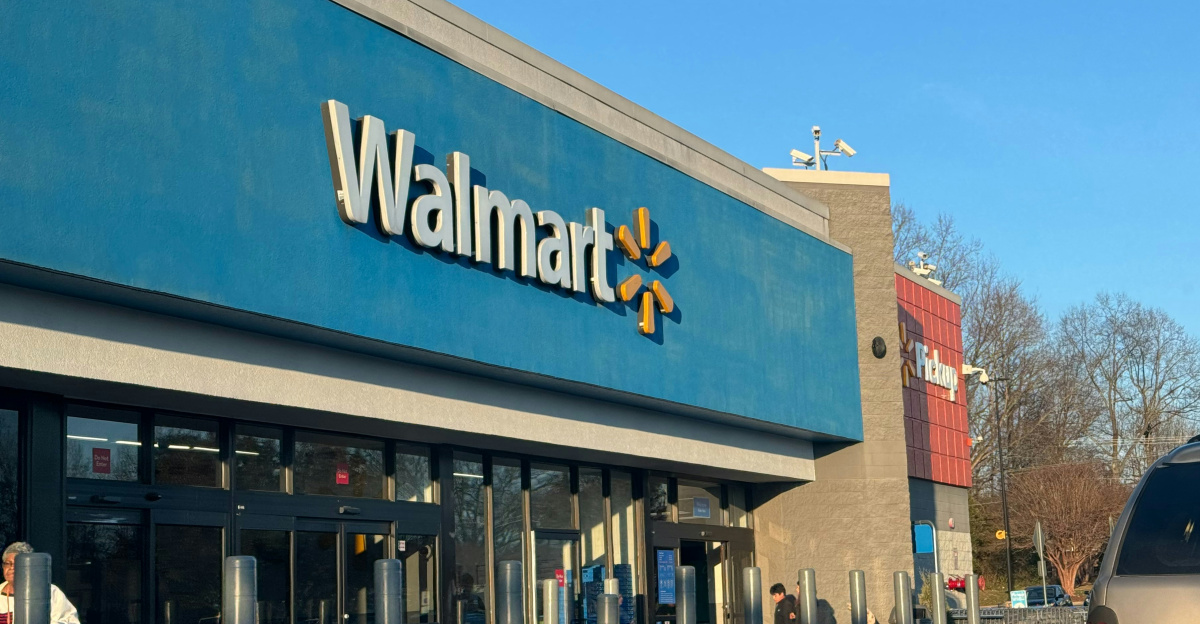 a walmart store with a car parked in front of it