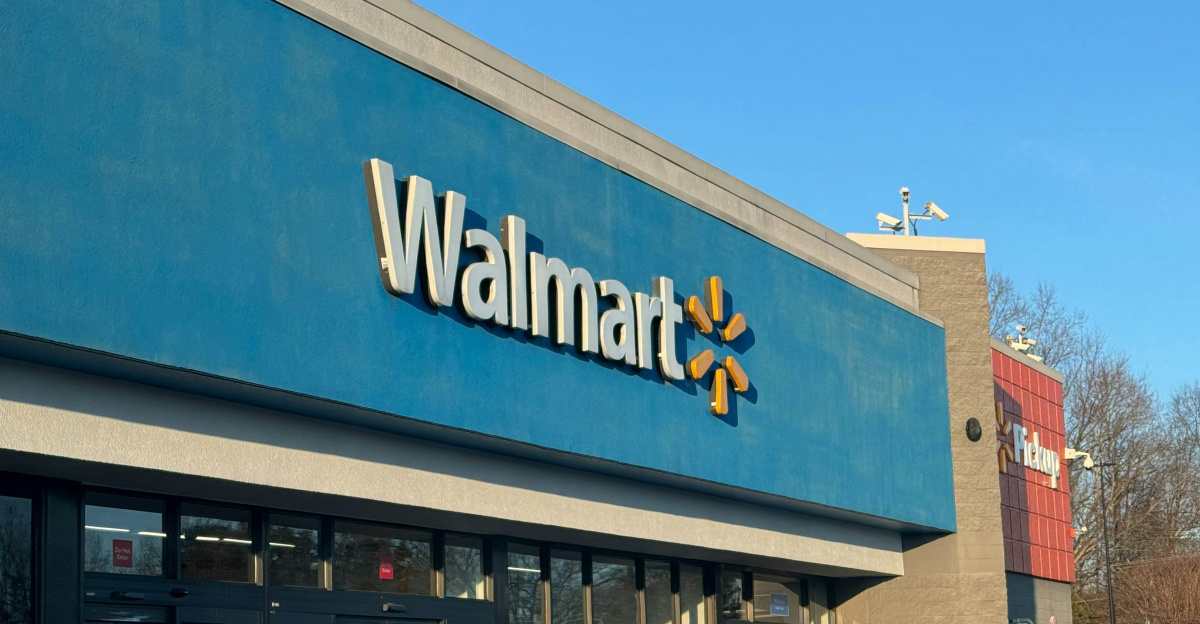 a walmart store with a car parked in front of it