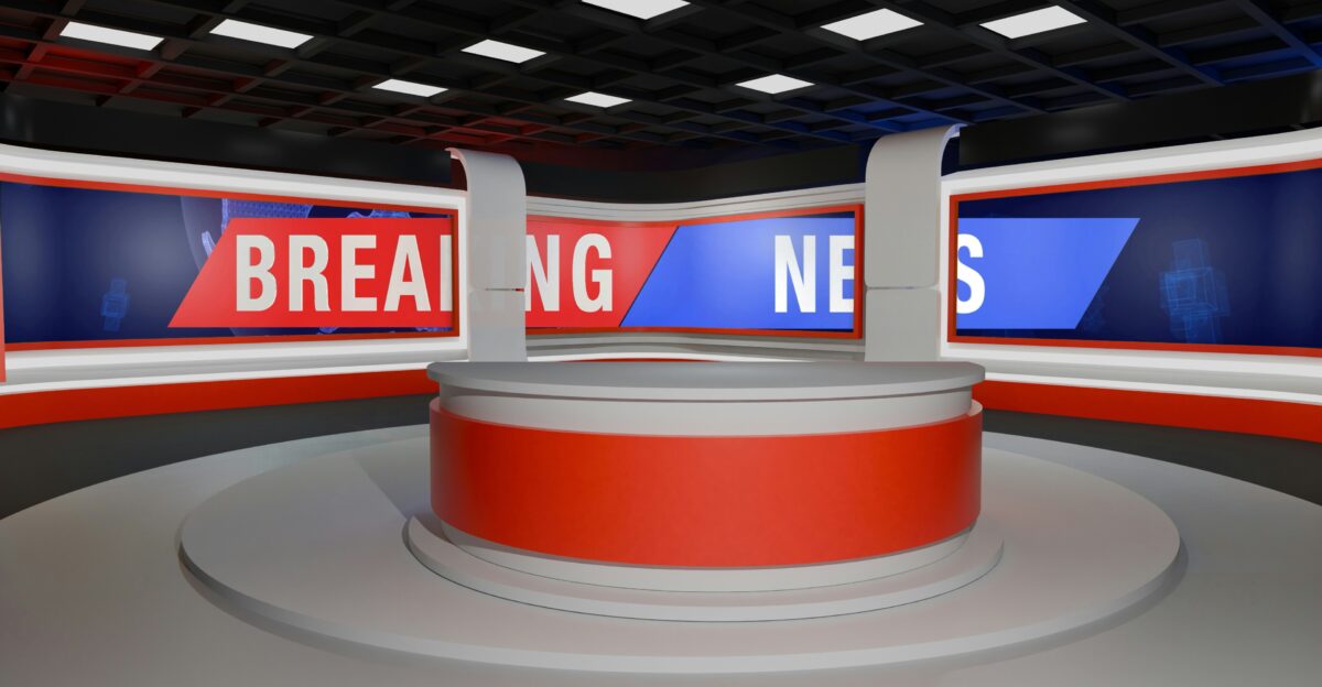 Breaking news studio set ready to broadcast