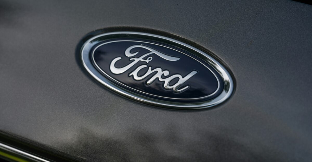 The ford logo is displayed on a car