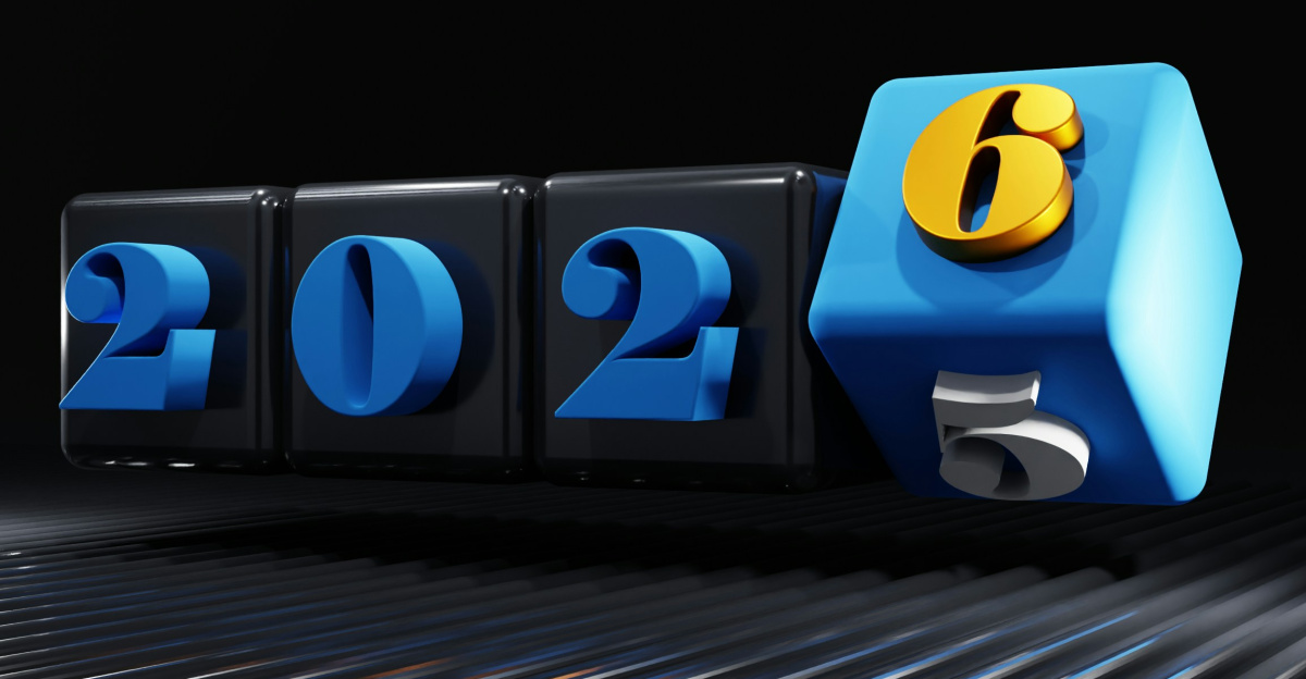 3D numbers 2026 on black background
