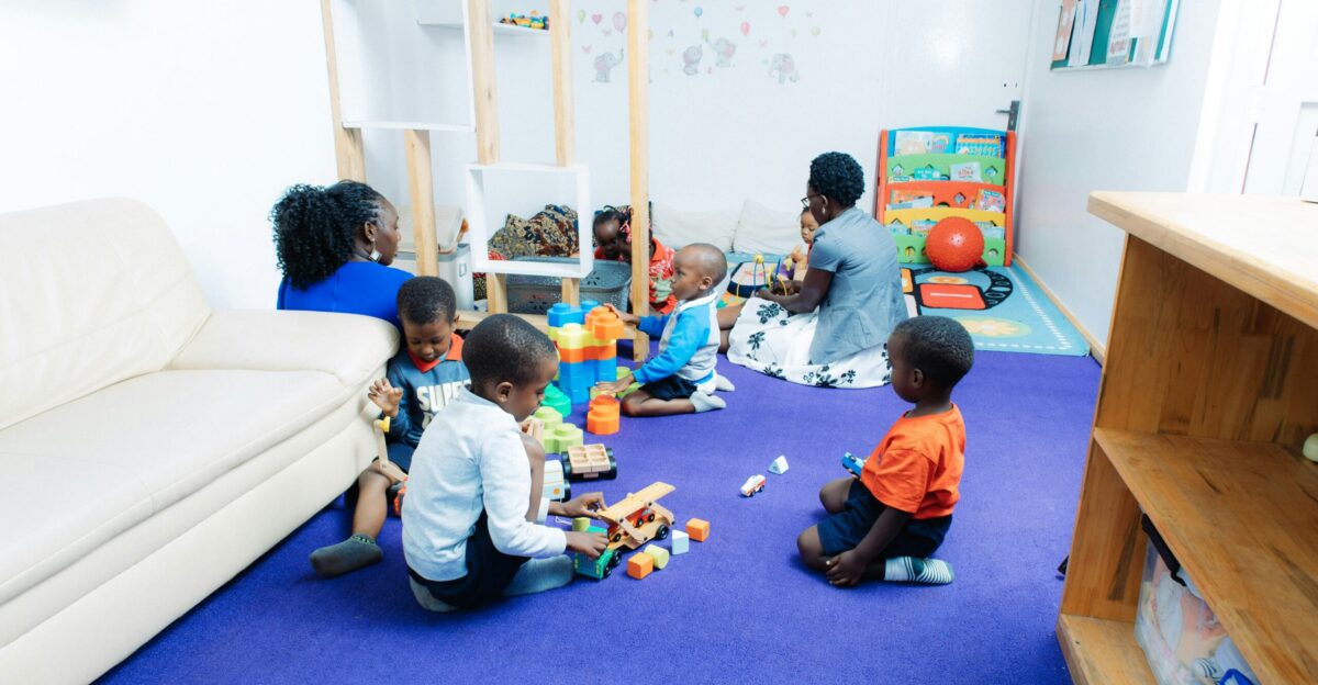 Children playing with toys in a bright room