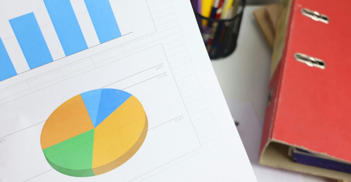 Bar and pie charts on a document