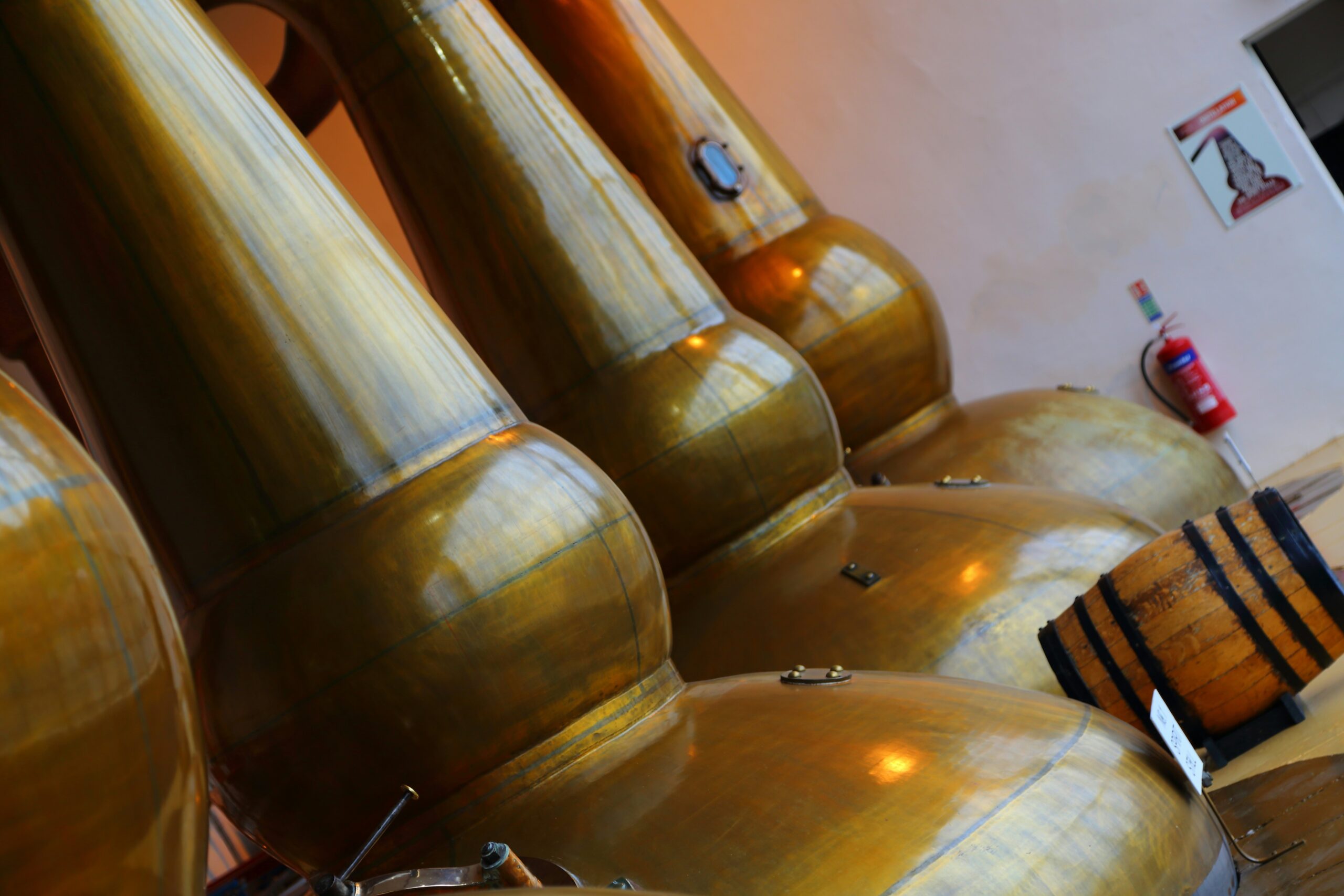 Golden stills in a distillery