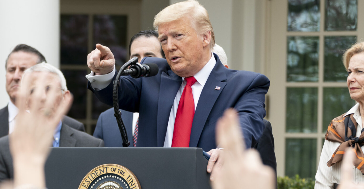 President Donald J. Trump points to a reporter to ask a question after announcing a national emergency to further combat the Coronavirus outbreak, at a news conference Friday, March 13, 2020, in the Rose Garden of the White House. (Official White House Photo by Shealah Craighead)