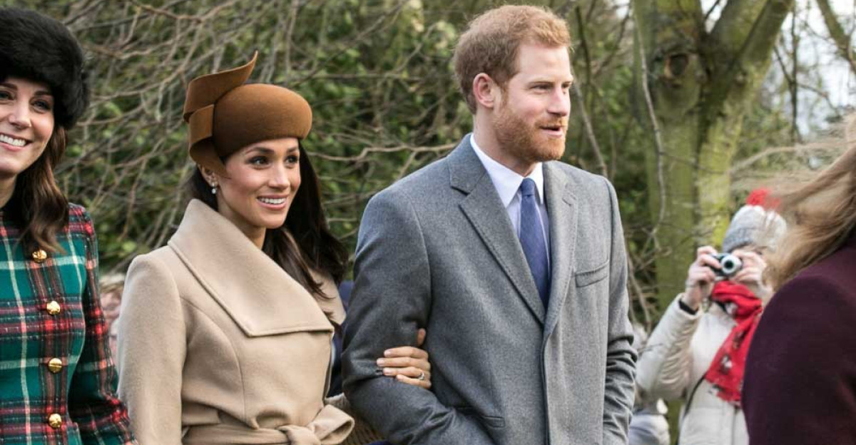 Prince Harry and Meghan Markle with other members of the Royal family going to church at Sandringham on Christmas Day 2017