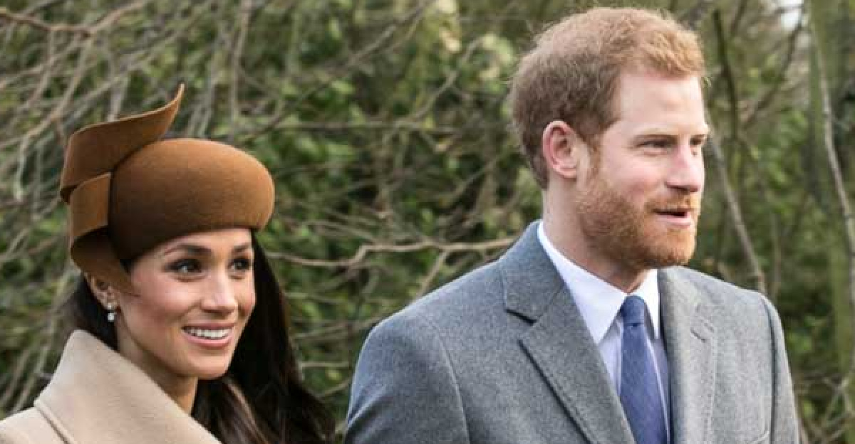 Prince Harry and Meghan Markle with other members of the Royal family going to church at Sandringham on Christmas Day 2017.