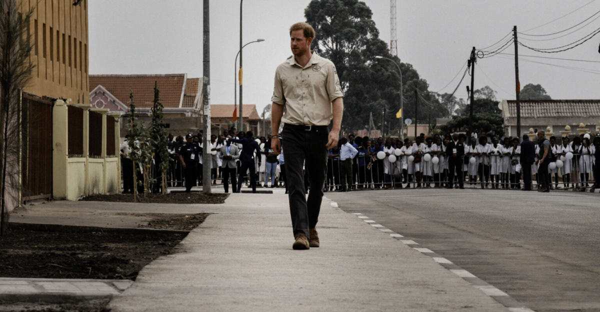 Prince Harry, Duke of Sussex follows in his mother's footsteps walking in what was once a minefield in Huambo, Angola 2019.<br>Free-to-use, but to be credited to "© Sean Sutton/MAG"