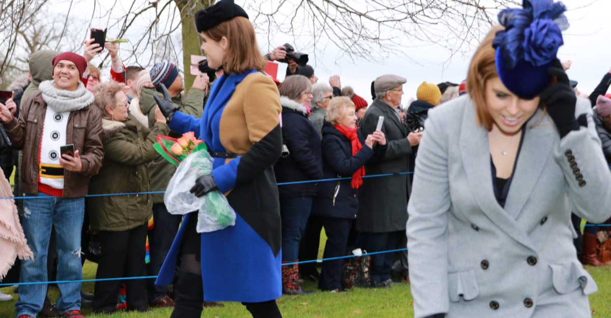 Princess Beatrice and Princess Eugenie of York on Christmas Day 2017