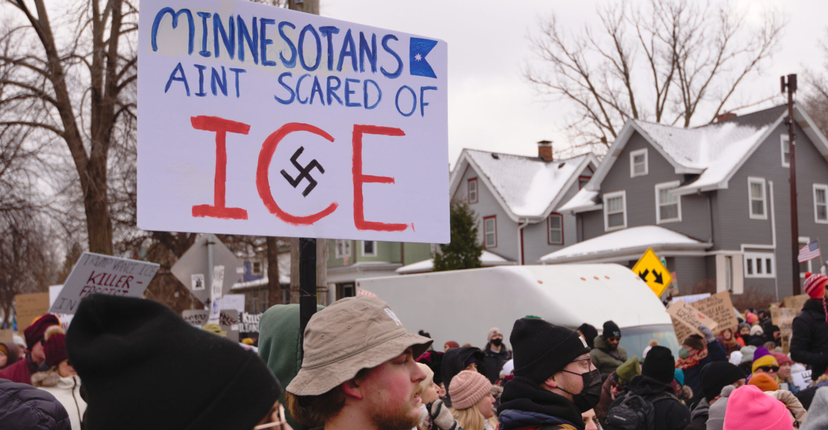 Minneapolis, Minnesota
<p>January 10, 2026
</p><p>Thousands of people protested against ICE in Powderhorn Park, marched down Lake Street, and stopped at the spot where ICE killed Renee Good on January 7, 2026. The event was organizned with the stated goals of "holding Mpls city leaders accountable to protect immigrants". ICE is the U.S. Immigration and Customs Enforcement which has been conducting "ICE Enforcement and Removal Operations" in the Twin Cities area, wearing masks as they take people away in unmarked vehicles. This even was organized by MIRAC (Minnesota Immigrant Rights Action Committee).
</p>
2026-01-10 This is licensed under the Creative Commons 4.0 Attribution License. Give attribution to: Fibonacci Blue