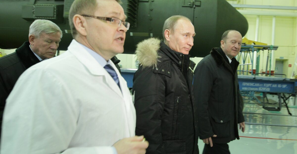 Prime Minister of Russia Vladimir Putin touring the Votkinsk missile plant on 21 March 2011