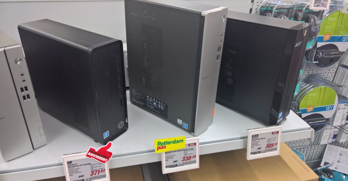 A desktop computer that could be paid for using the Rotterdampas at a small local Media Markt-branded electronics store that is located in the Rotterdammer neighbourhood of the Centrum Rotterdam Rechter Maasoever