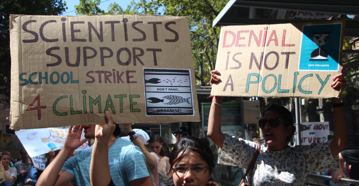 Melbourne was part of the global climate strike on March 15 drawing an enormous crowd estimated at 40 000 people the vast majority school students After welcome to country and some speeches at the Old Treasury Building the march wound it s way through CBD streets down Collins Street and up Bourke street then down to Treasury Gardens It was a highly energetic march with the roar of chanting calling for coal don t dig it and for climate action now