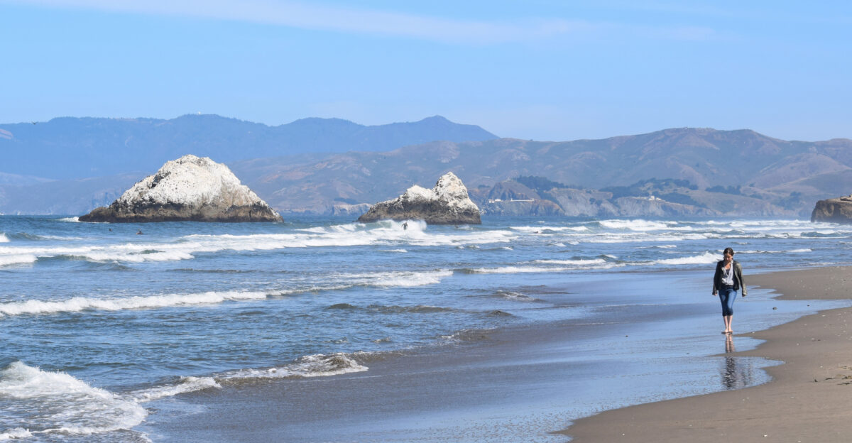 View of the Seal Rocks at the north end of Ocean Beach San Francisco California USA