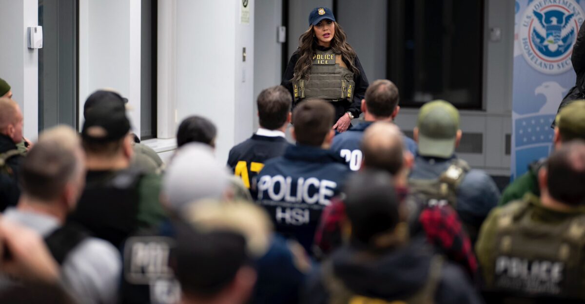 Kristi Noem s caption in X Arresting some criminal aliens this morning in NYC - thank you to the brave officers involved