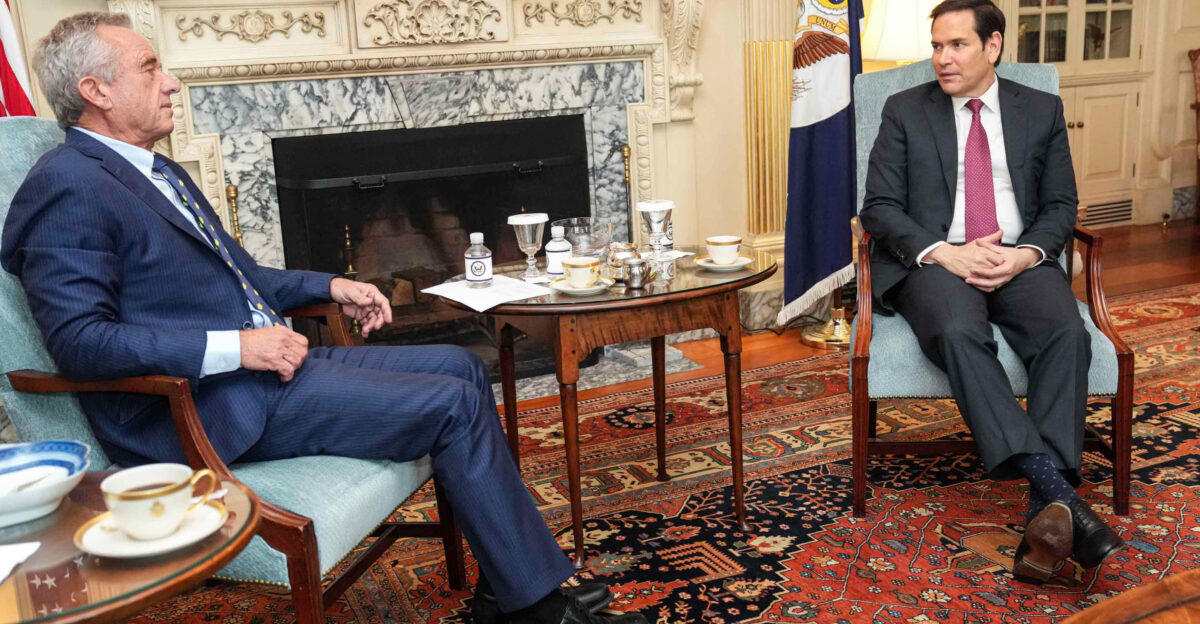 Secretary Marco Rubio meets with Secretary of Health and Human Services Robert F Kennedy Jr at the Department of State in Washington D C May 9 2025 Official State Department photo by Freddie Everett