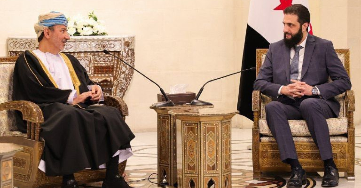 The head of the Syrian Transitional Administration, Ahmad Al Shara, met with Sheikh Abdulaziz bin Abdullah Alhinai, Ambassador at large of the Foreign Ministry, at the People's Palace in the Syrian capital, Damascus.
<p>During the meeting, Sheikh Abdulaziz conveyed the greetings of His Majesty Sultan Haitham bin Tarik to the Syrian leadership and people.
</p>
He emphasised Oman's keenness to strengthen the fraternal relations between the two countries and their brotherly peoples. He reiterated Oman’s steadfast position in respecting the will and national choices of the Syrian people and supporting international and regional efforts that align with their aspirations while preserving Syria’s unity and sovereignty.