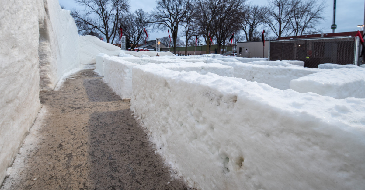 The Vulcan Snow Park at the Saint Paul Winter Carnival 2018 - snow carvings on the Minnesota State Fairgrounds, Falcon Heights, Minnesota.