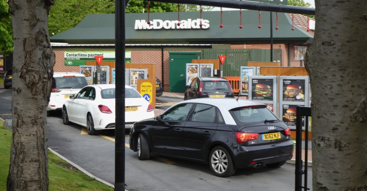 The queue for the McDonald s Drive Thru