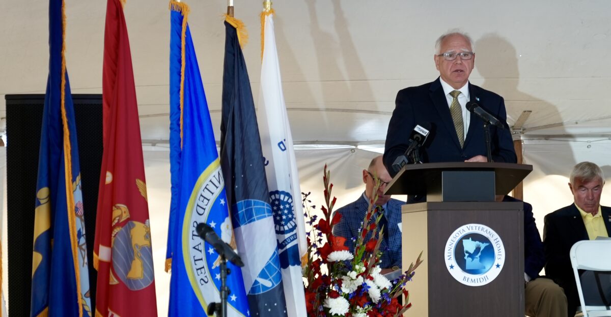 Tim Walz at the Bemidji Veterans Home in Minnesota on July 1 2024