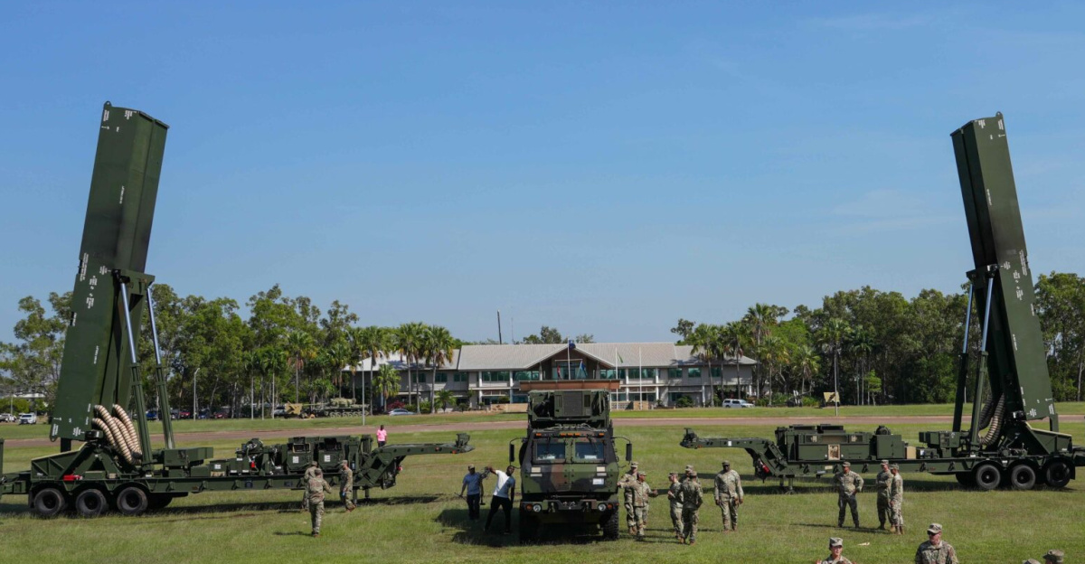 NORTHERN TERRITORY, Australia — Soldiers from B Battery (Dark Eagle), 5th Battalion, 3d Field Artillery Regiment (LRFB), give a capabilities brief on the Long Range Hypersonic Weapon System in Northern Territory, Australia, July 9, 2025. The battery is participating in Exercise Talisman Sabre 25, the principal Australian-U.S. bilateral military exercise focused on high-end warfighting and enhancing allied interoperability. This is the first operational employment of the Dark Eagle system outside the continental U.S. Talisman Sabre is the largest bilateral military exercise between Australia and the United States, strengthening interoperability and partnership through combined training and operations. (U.S. Army photo by Sgt. Perla Alfaro)