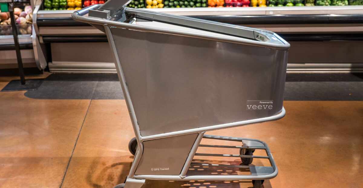 Veeve smart cart displayed at the grocery store
