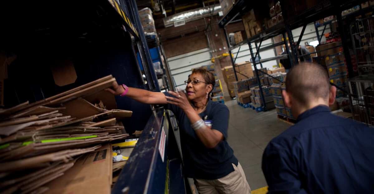 Walmart and Sam s Club locations use the super sandwich baling process to recycle 32 different materials including aluminum cans plastic bags plastic bottles office paper and paperback books In 2009 alone we recycled more than 1 3 million pounds of aluminum 120 million pounds of plastics 11 6 million pounds of mixed paper and 4 6 billion pounds of cardboard through this process