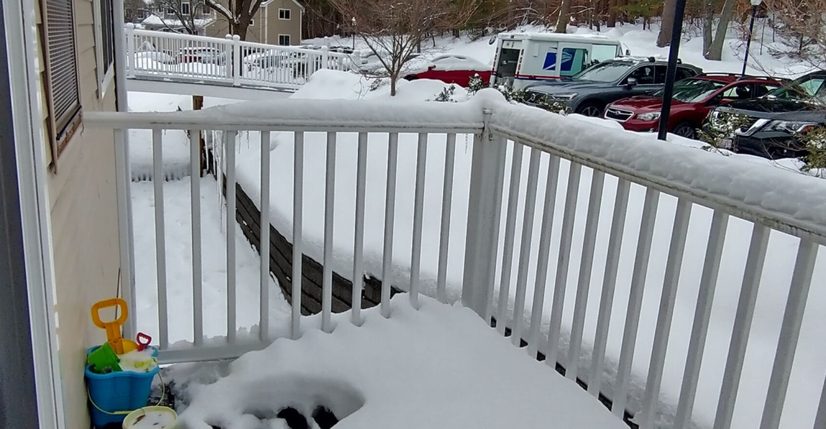 Fresh snow blanketing Lexington, MA after Winter Storm Viola on February 20, 2021